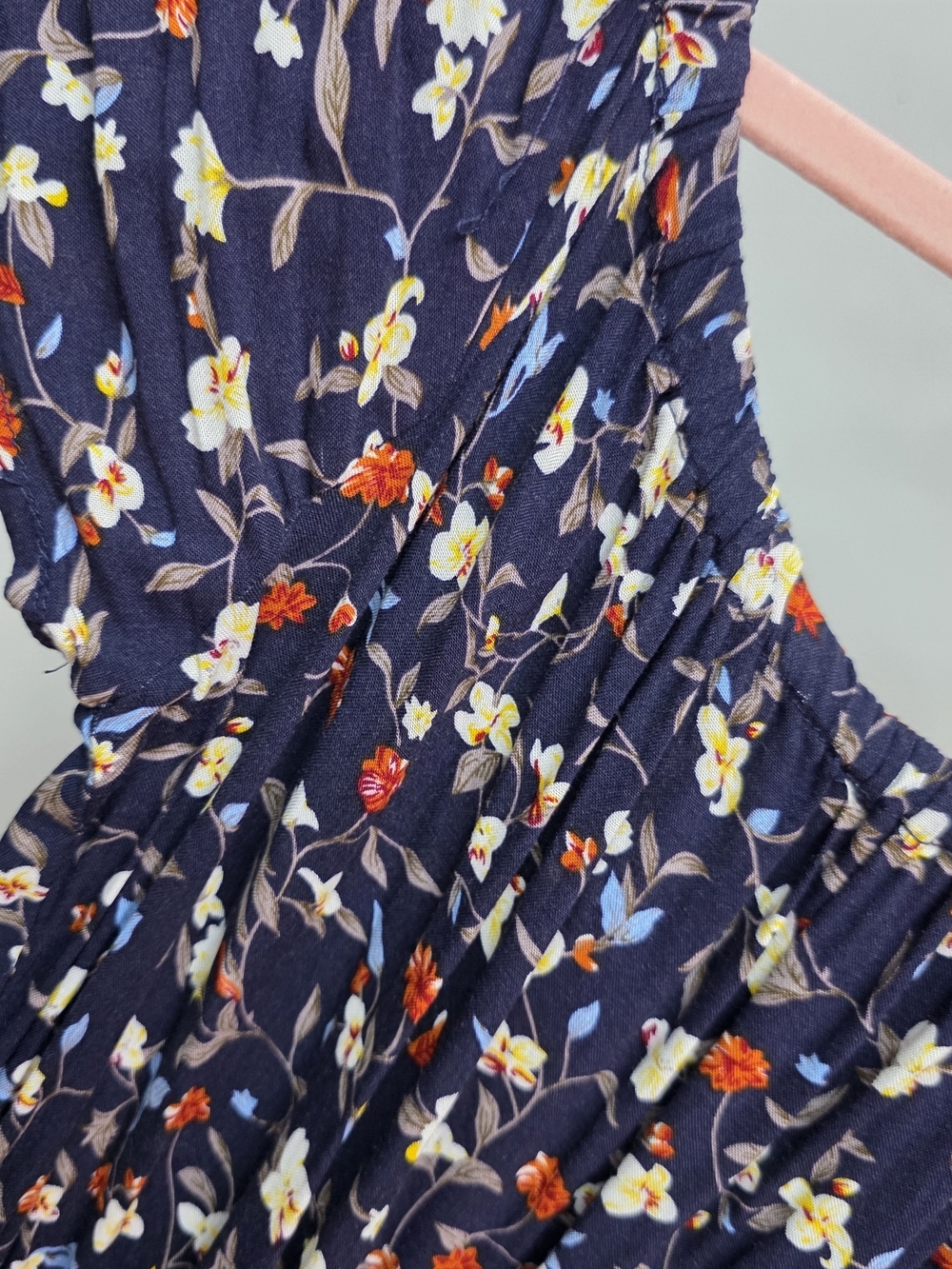 Indigo Rose Navy Floral High-Low Maxi Dress with Ruffle Sleeves Medium - Picture 8 of 10